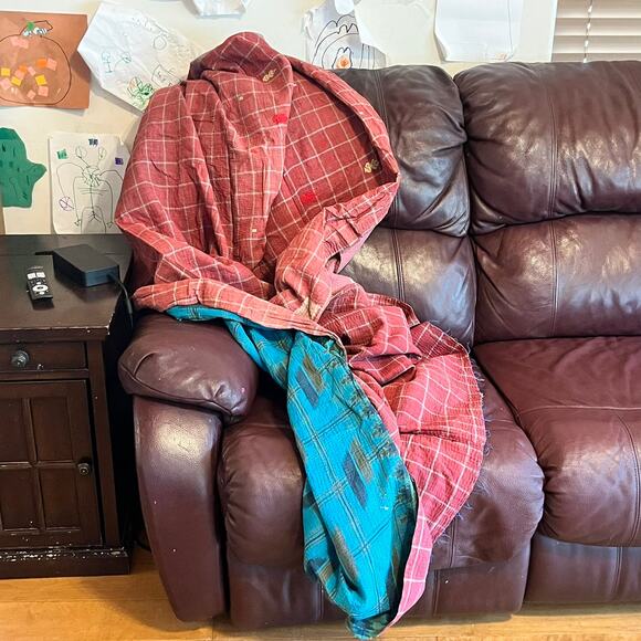 Melange Home Indian Kantha Quilt Throw 86x61 Blue Pink Reversible 100% Cotton - Picture 10 of 10